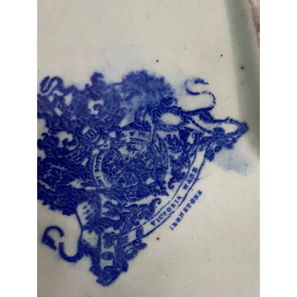 Victoria Ware Ironstone Transferware 3 Part Relish Dish W/Handle 11”x 3.5” Candy